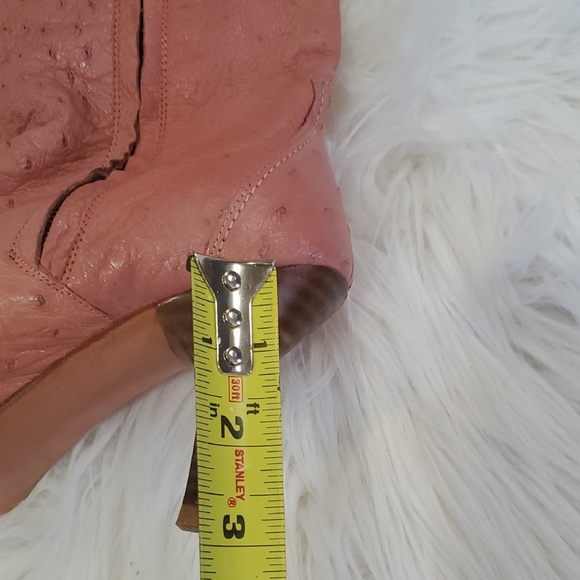 Frida Cuadra Ostrich  Barbicore Pink Leather Pointed Western  Heeled Boots - Picture 10 of 16